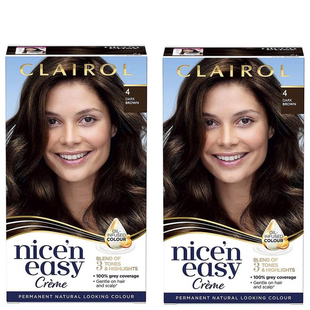 Clairol Nice' n Easy Crème Natural Looking Oil Infused Permanent Hair Dye Duo (Various Shades) - 4 Dark Brown on Productcaster.