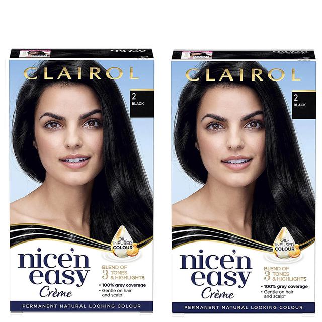 Clairol Nice' n Easy Crème Natural Looking Oil Infused Permanent Hair Dye Duo (Various Shades) - 2 Black on Productcaster.