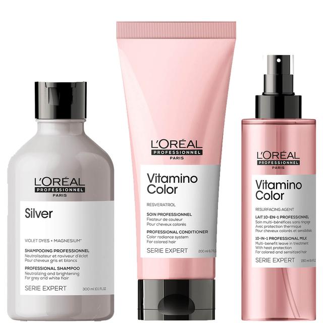 L'Oréal Professionnel Silver and Vitamino at Home Experts for Natural White/Grey Hair Bundle on Productcaster.