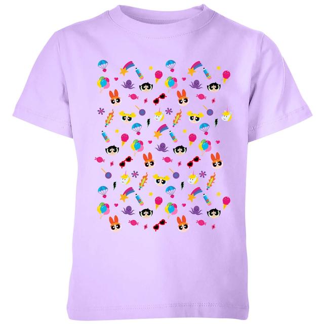 The Powerpuff Girls Pattern Kids' T-Shirt - Lilac - 7-8 Jahre - Lilac on Productcaster.