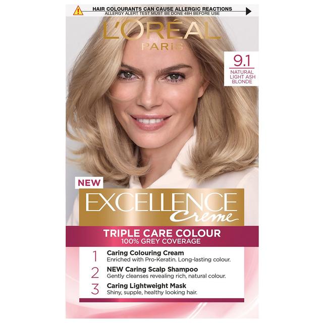 L'Oréal Paris Excellence Crème Permanent Hair Dye (Various Shades) - 9.1 Natural Light Ash Blonde on Productcaster.