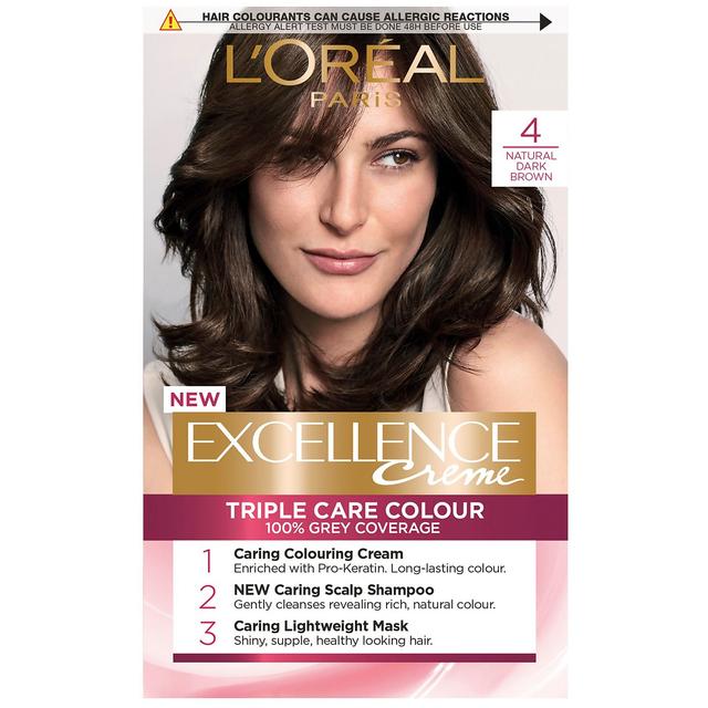 L'Oréal Paris Excellence Crème Permanent Hair Dye (Various Shades) - 4 Natural Dark Brown on Productcaster.