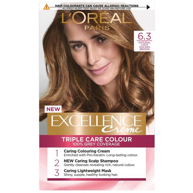 L'Oréal Paris Excellence Crème Permanent Hair Dye (Various Shades) - 6.3 Natural Light Golden Blonde on Productcaster.