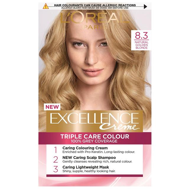 L'Oréal Paris Excellence Crème Permanent Hair Dye (Various Shades) - 8.3 Natural Golden Blonde on Productcaster.