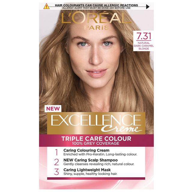 L'Oréal Paris Excellence Crème Permanent Hair Dye (Various Shades) - 7.31 Natural Dark Caramel Blonde on Productcaster.