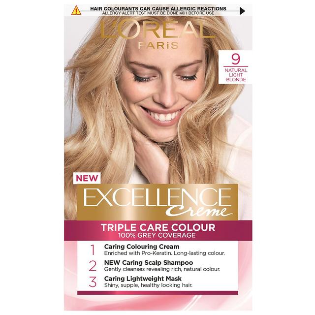 L'Oréal Paris Excellence Crème Permanent Hair Dye (Various Shades) - 9 Natural Light Blonde on Productcaster.