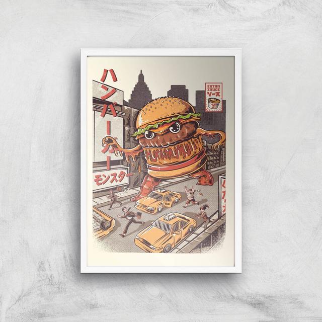 Ilustrata Burgerzilla Giclee Art Print - A2 - White Frame on Productcaster.