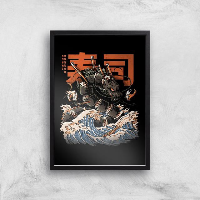 Ilustrata Sushi Dragon Giclee Art Print - A3 - Black Frame on Productcaster.