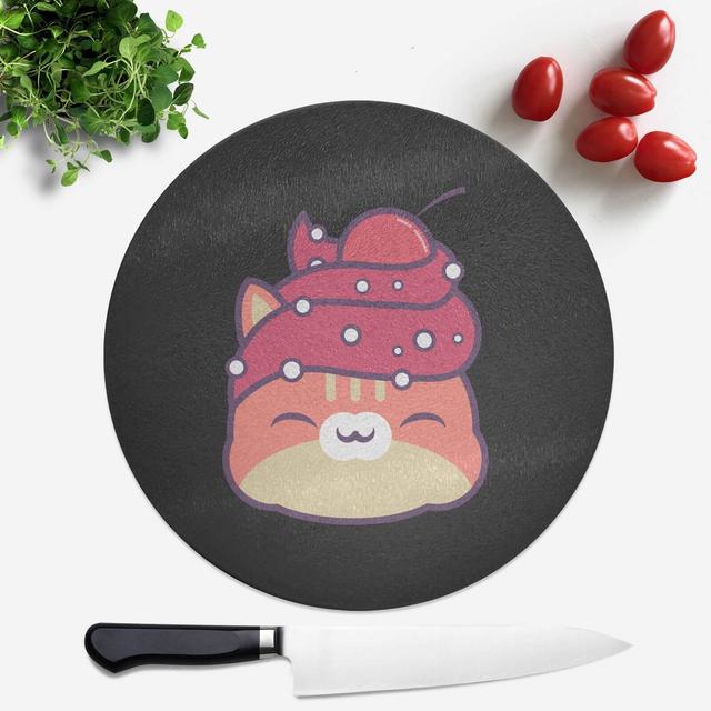 Cupcake Cat Round Chopping Board on Productcaster.