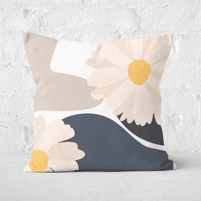 Abstract Daisies Square Cushion - 60x60cm - Soft Touch on Productcaster.