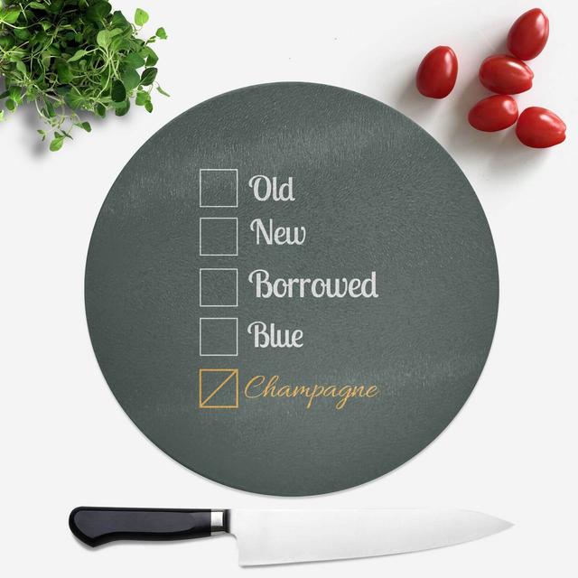 Champagne Tick Box Round Chopping Board on Productcaster.