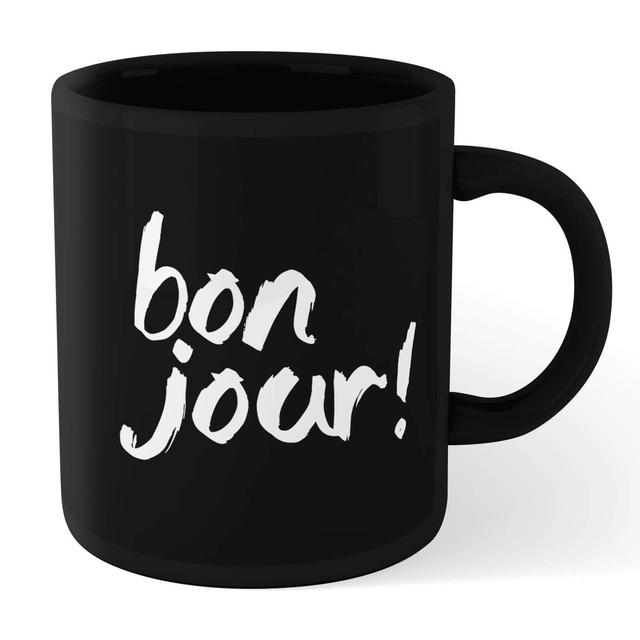 El tipo motivado Bonjour! Taza - Negro on Productcaster.