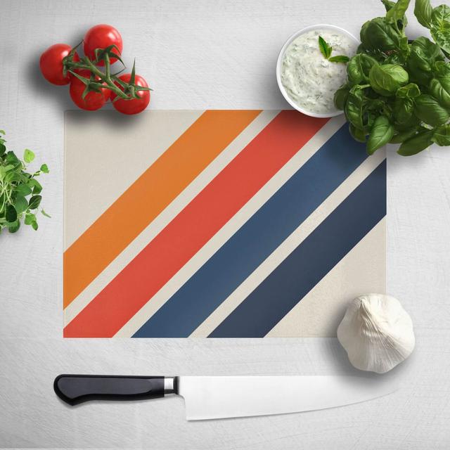 Blue Orange Retro Stripes Chopping Board on Productcaster.