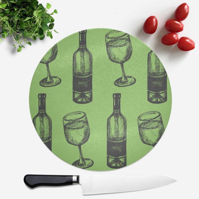 White Wine And Bottle Round Chopping Board on Productcaster.