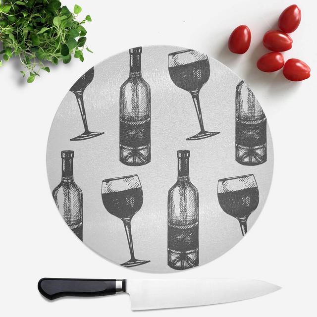 Red Wine And Bottle Round Chopping Board on Productcaster.