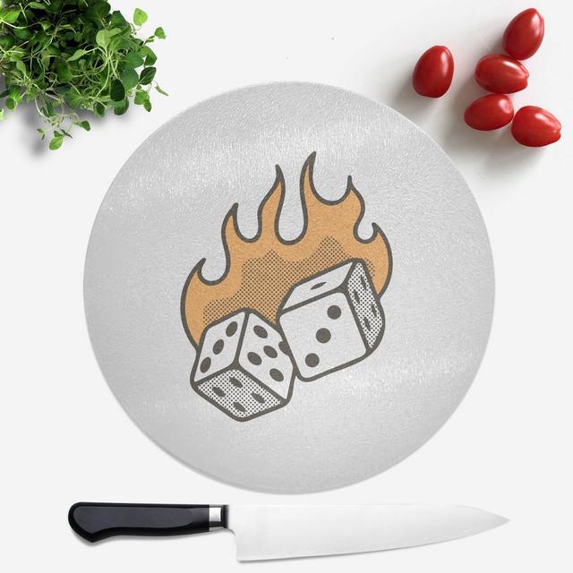 Flaming Dice Round Chopping Board on Productcaster.