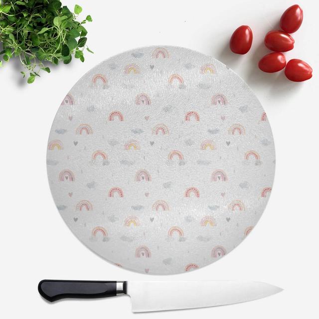 Watercolour Rainbow Pattern Round Chopping Board on Productcaster.