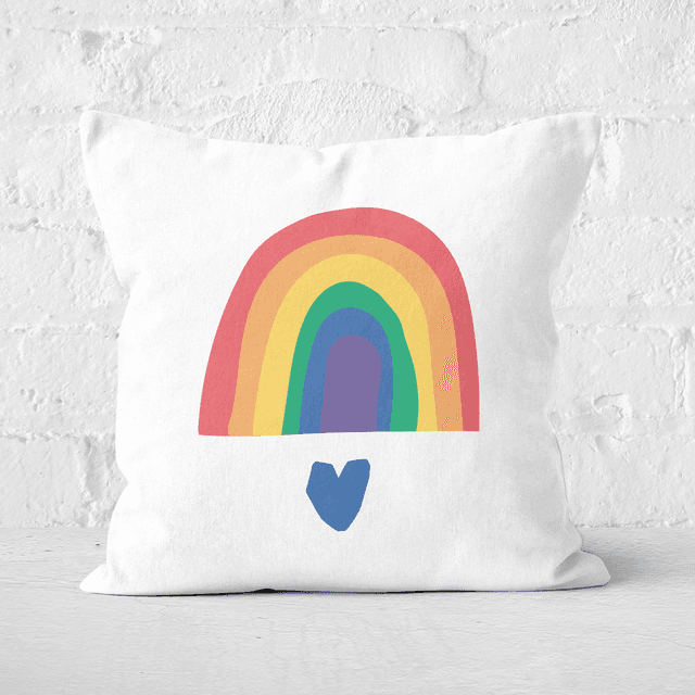 Rainbow And Heart Square Cushion - 60x60cm - Soft Touch on Productcaster.