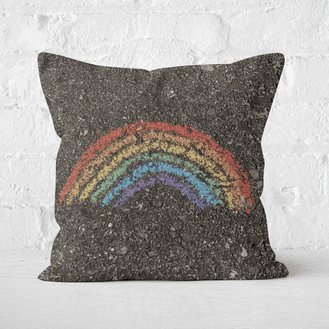 Chalk Rainbow Square Cushion - 60x60cm - Soft Touch on Productcaster.