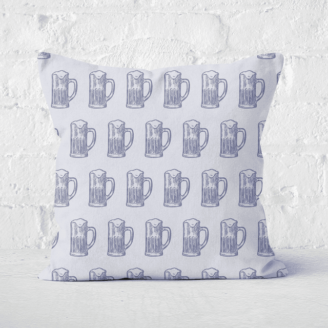 Beer Glass Pattern Square Cushion - 50x50cm - Soft Touch on Productcaster.