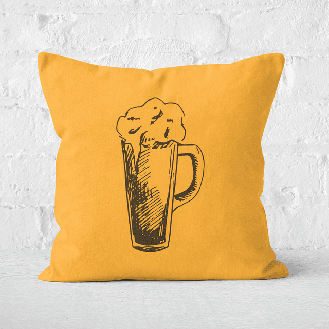 Beer Glass Square Cushion - 60x60cm - Soft Touch on Productcaster.