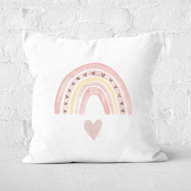 Watercolour Rainbow And Heart Square Cushion - 60x60cm - Soft Touch on Productcaster.