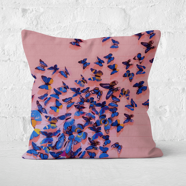 Girly Butterfly Crowd Square Cushion - 60x60cm - Soft Touch on Productcaster.