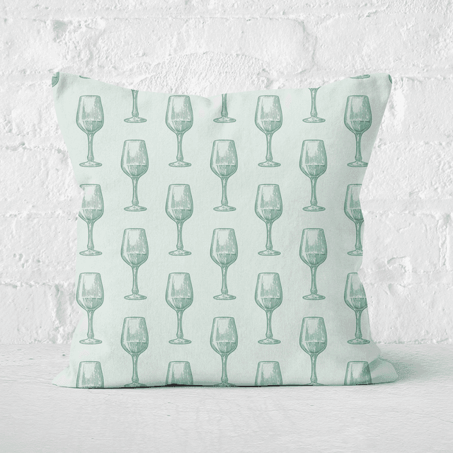 Wine Glass Pattern Square Cushion - 50x50cm - Soft Touch on Productcaster.