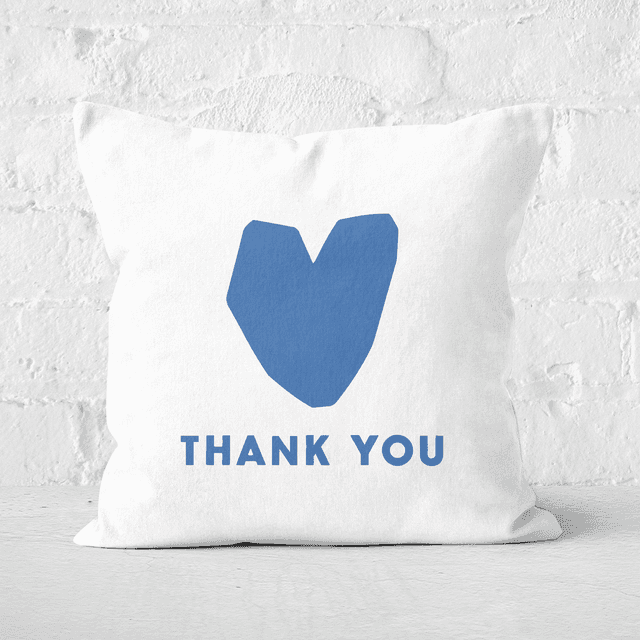 Blue Heart Thank You Square Cushion - 60x60cm - Soft Touch on Productcaster.