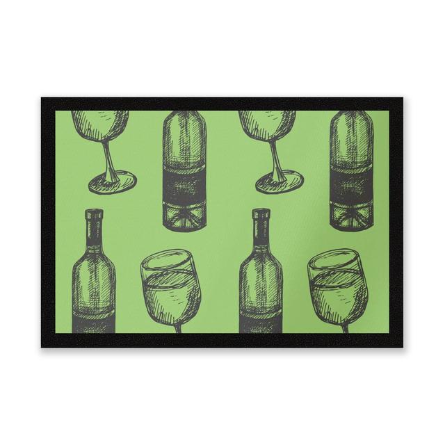 White Wine And Bottle Entrance Mat on Productcaster.