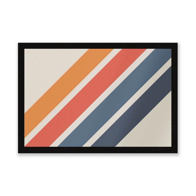 Blue Orange Retro Stripes Door Mat on Productcaster.