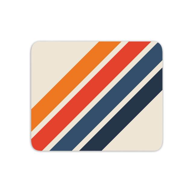 Blue Orange Retro Stripes Mouse Mat on Productcaster.