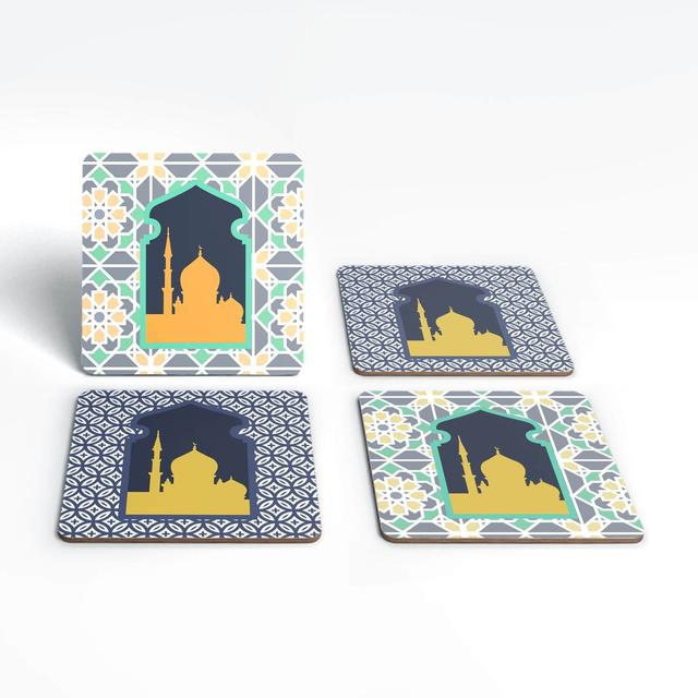 Eid Mubarak Print And Window Tiles Coaster Set on Productcaster.