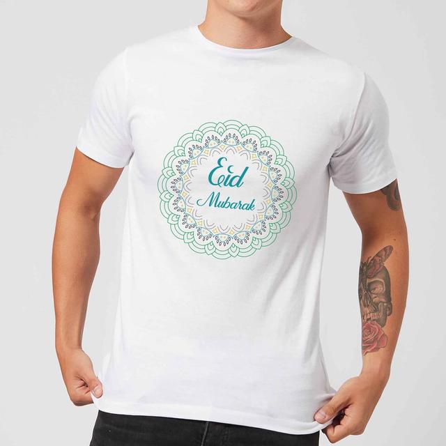 Eid Mubarak Rainbow Mandala Men's T-Shirt - White - L - Weiß on Productcaster.