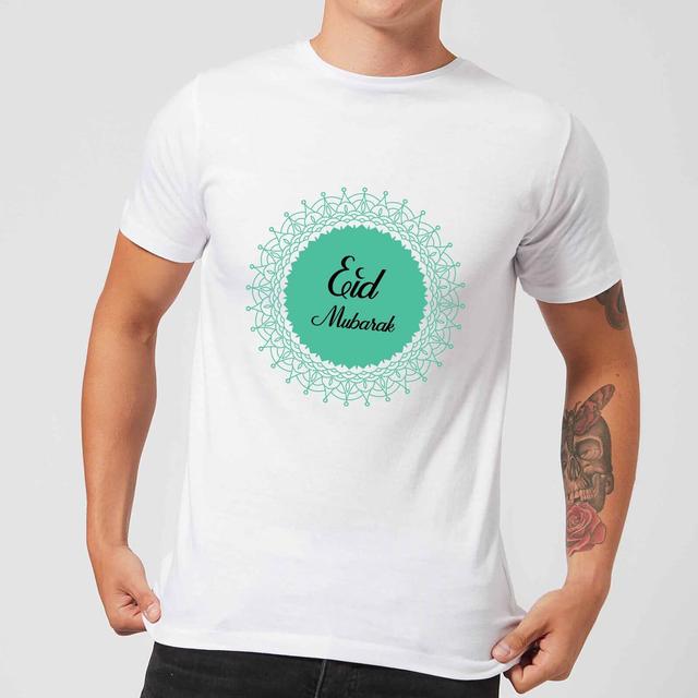 Eid Mubarak Earth Tone Wreath Men's T-Shirt - White - S - Weiß on Productcaster.