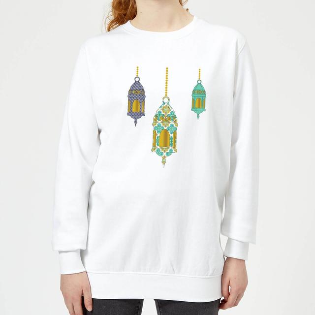 Eid Mubarak Lamps Women's Sweatshirt - White - M - White on Productcaster.