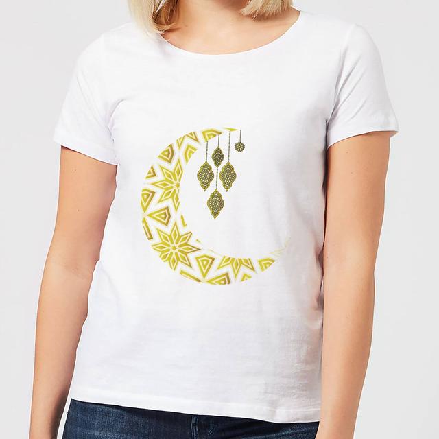 Eid Mubarak Pattern Moon Women's T-Shirt - White - L - Weiß on Productcaster.