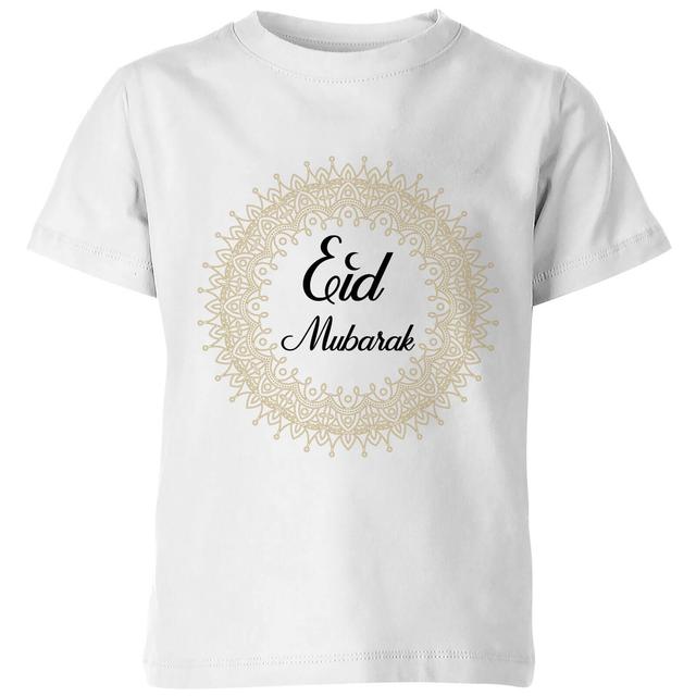 Eid Mubarak Golden Mandala Kids' T-Shirt - White - 9-10 Jahre - Weiß on Productcaster.