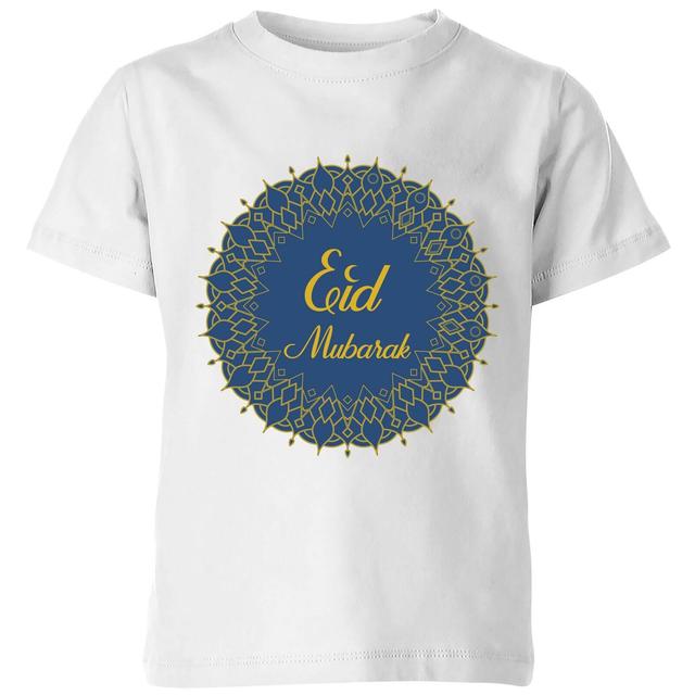 Eid Mubarak Royal Tones Wreath Kids' T-Shirt - White - 5-6 Years - White on Productcaster.