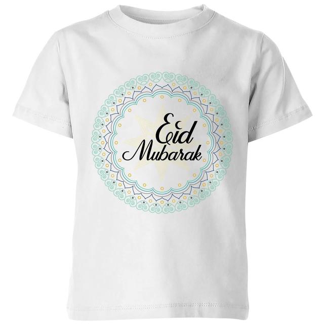 Eid Mubarak Light Tone Mandala Kids' T-Shirt - White - 3-4 Jahre - Weiß on Productcaster.