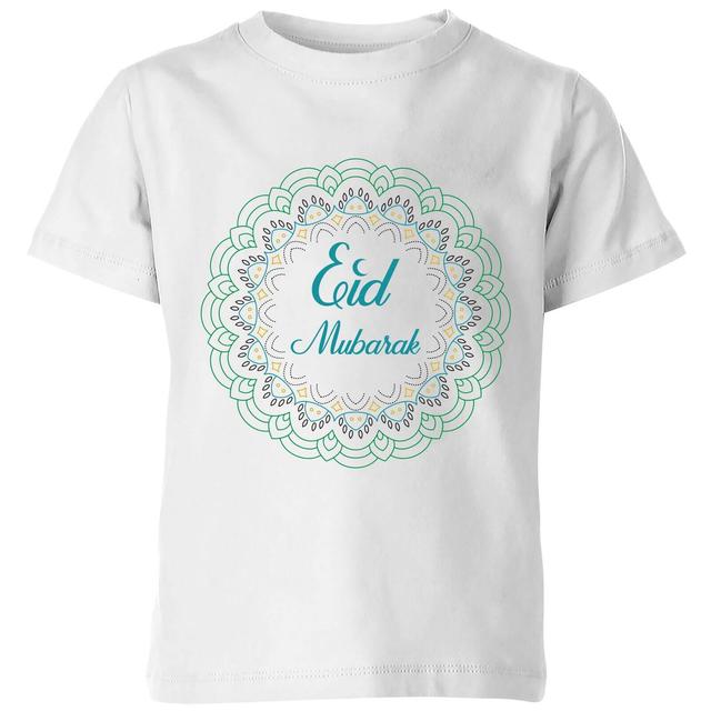 Eid Mubarak Rainbow Mandala Kids' T-Shirt - White - 5-6 Jahre - Weiß on Productcaster.