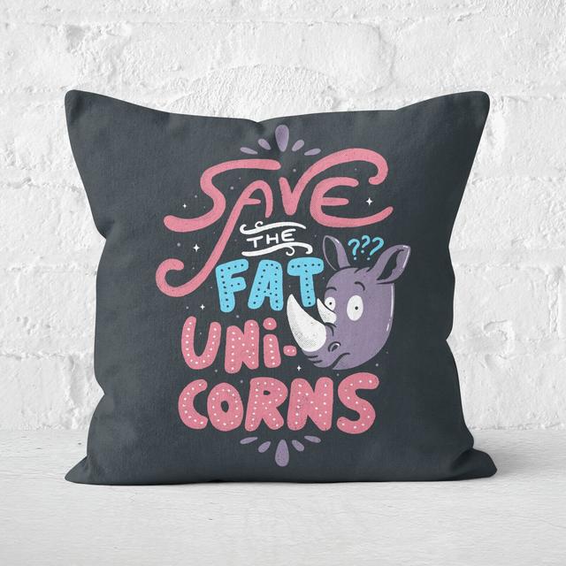 Save The Fat Unicorns Square Cushion - 60x60cm - Soft Touch on Productcaster.