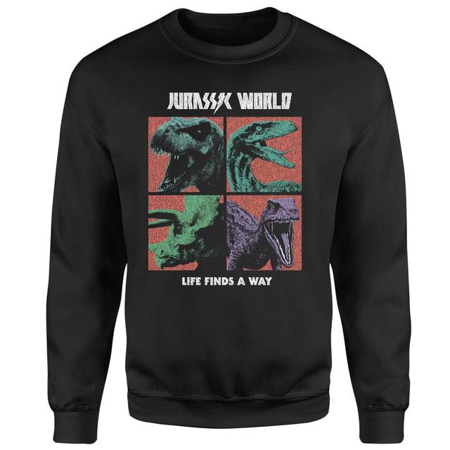 Jurassic Park World Four Colour Faces Sweatshirt - Black - M on Productcaster.