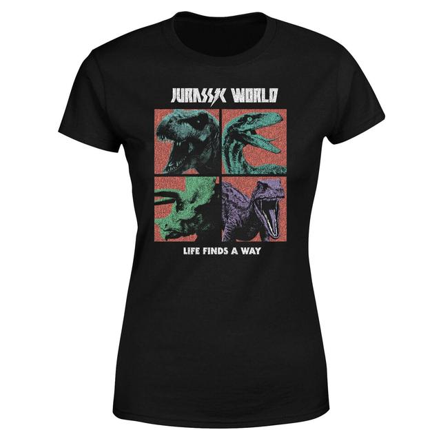 T-Shirt Jurassic Park World Four Colour Faces - Nero - Donna - L on Productcaster.