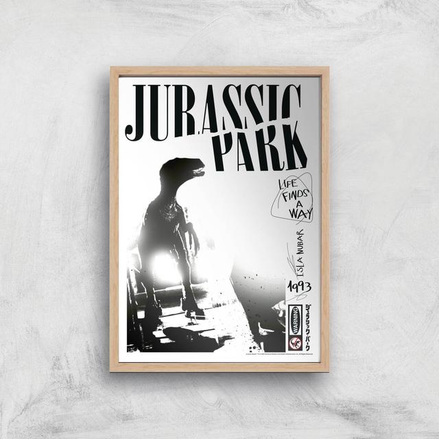 Póster Art Giclée Jurassic Park Life Finds A Way - A3 - Wooden Frame on Productcaster.