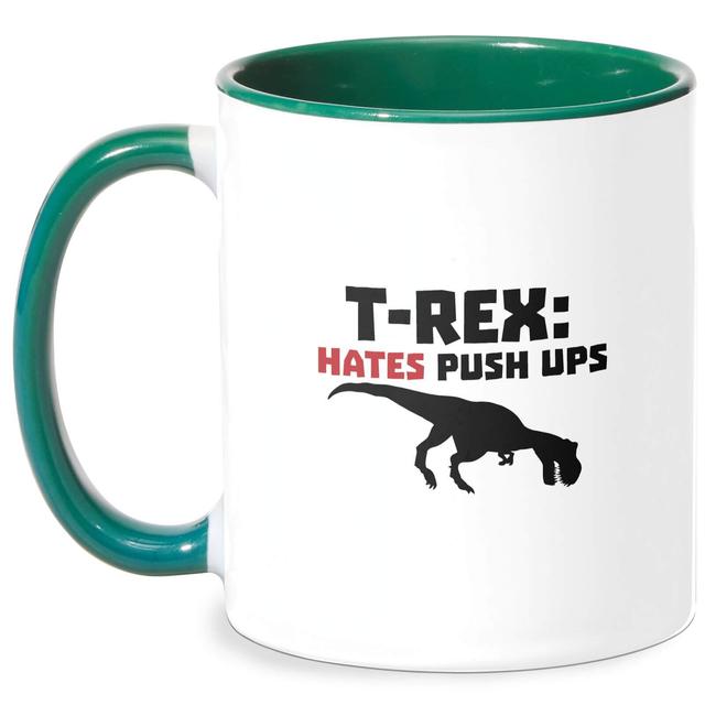 T-Rex Hates Pushups Mug - White/Green Grün on Productcaster.