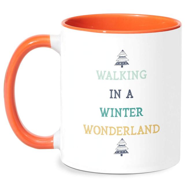 Walking In A Winter Wonderland Mug - White/Orange on Productcaster.