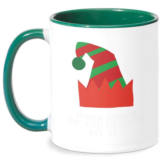 When I Think Of You I Touch My Elf Mug - White/Green on Productcaster.