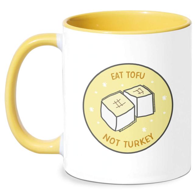 Eat Tofu Not Turkey Mug - White/Yellow Gelb on Productcaster.