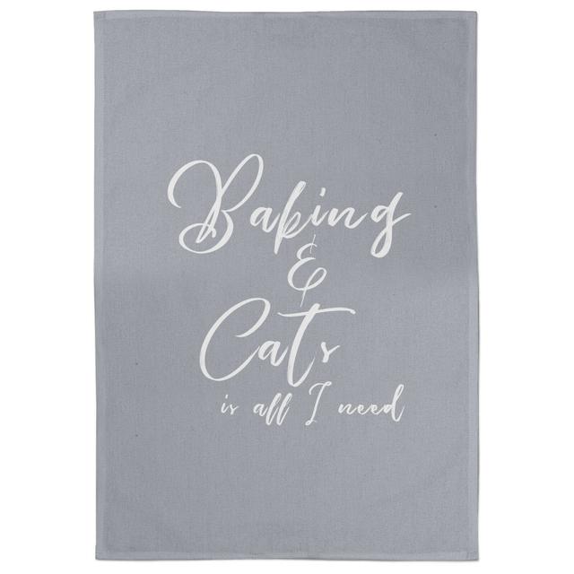 Baking And Cats Is All I Need Cotton Grey Tea Towel on Productcaster.